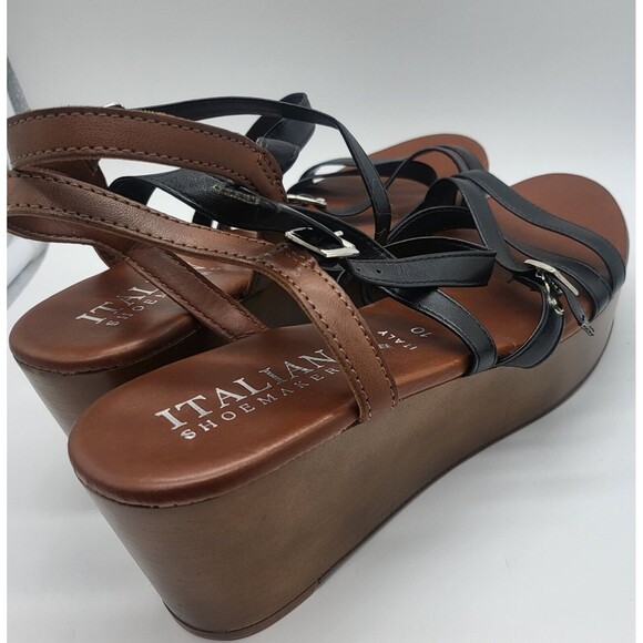 Women’s Platform Heels Open Toe Ankle Strap Italian Shoemakers Black Size 10 - Picture 6 of 7